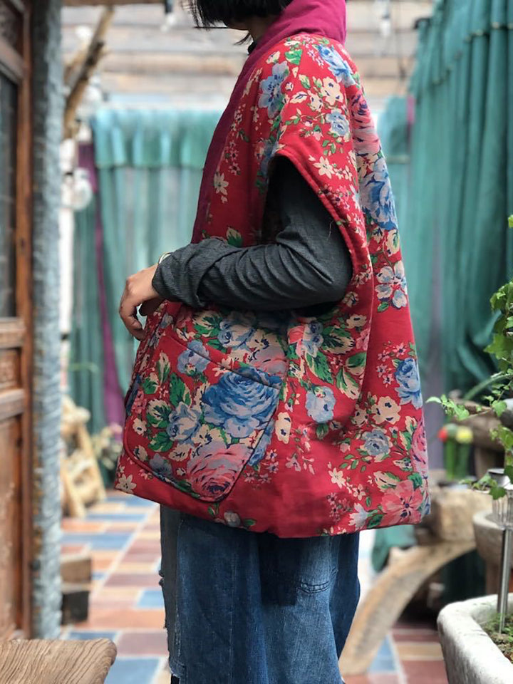 Chaleco de lino con patchwork étnico – Estilo bohemio vintage