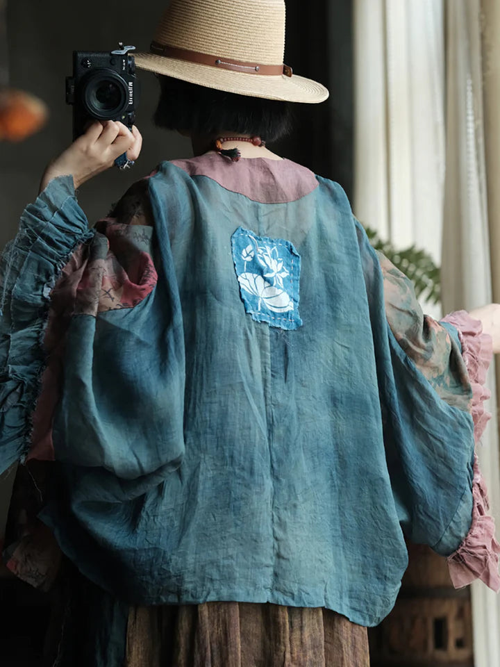 Blusa de ramio con retazos estilo bohemio