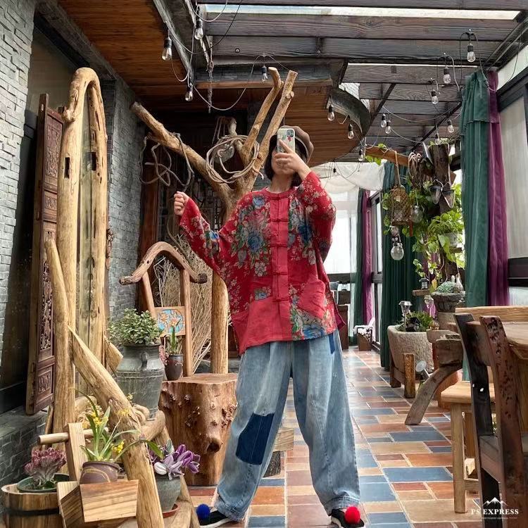 Chaqueta estilo camisa con estampado vintage Blossom