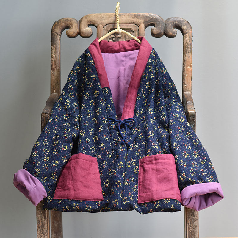 Chaqueta vintage acolchada con patchwork floral