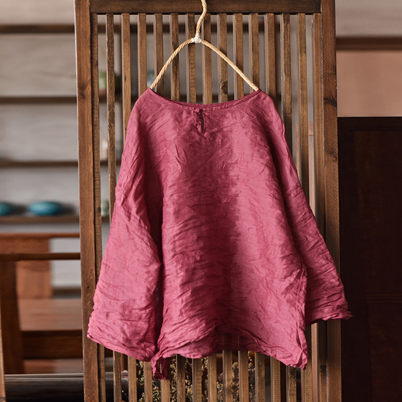 Blusa vintage de ramio con mini botones