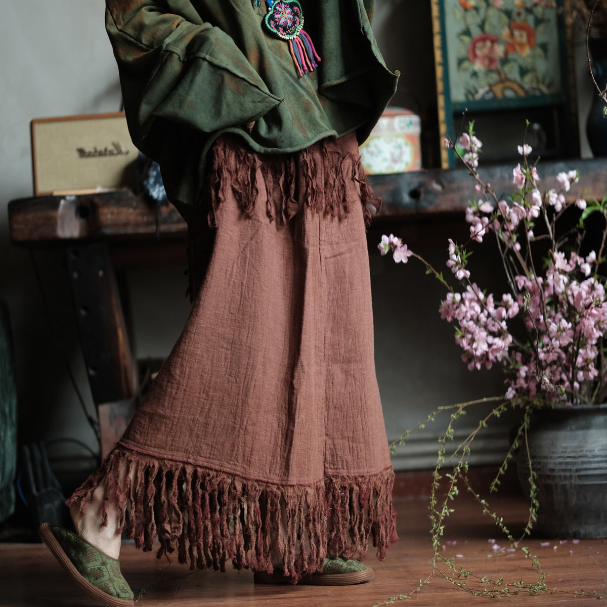 Moss Ember Oversized Cotton Top