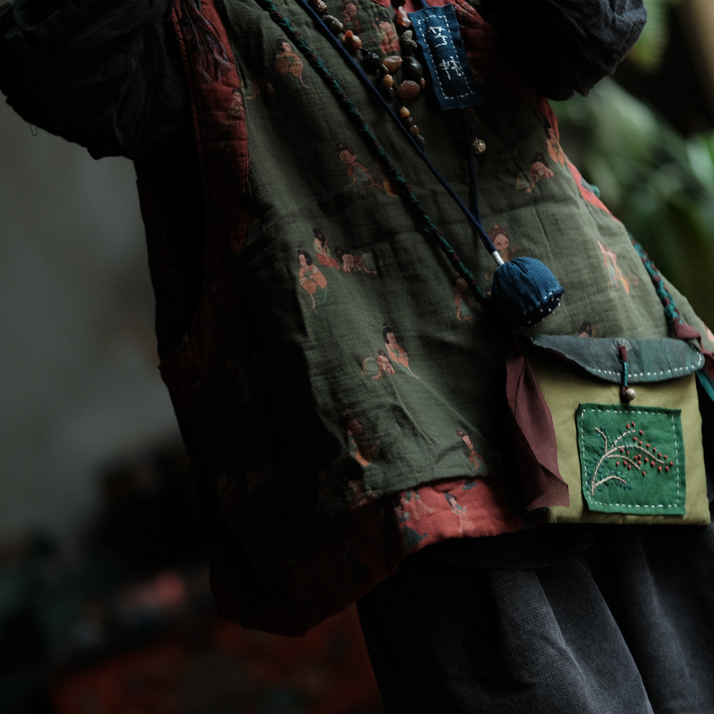 Chaleco de lino con figura vintage