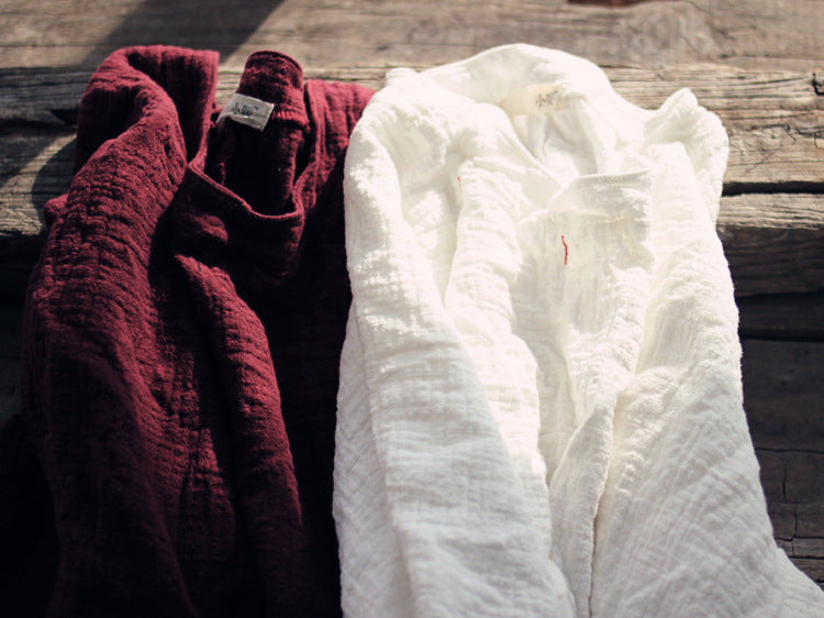 Túnica bordada de algodón y lino de gran tamaño