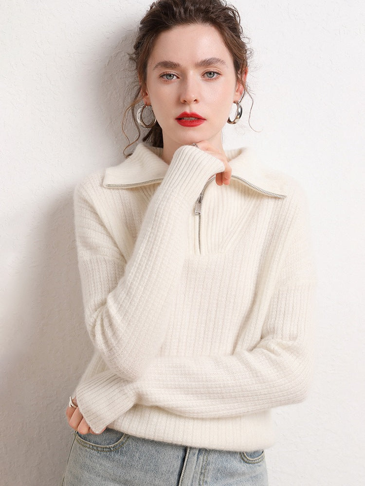 Suéter Elite Cashmere con media cremallera