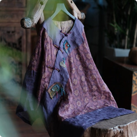 Purple Mosaic Ramie Blouse