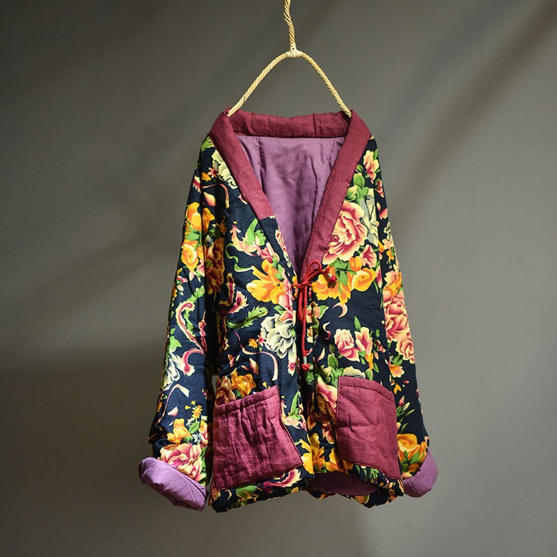 Chaqueta vintage acolchada con patchwork floral