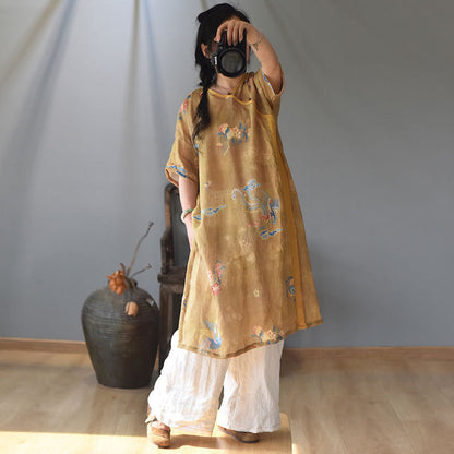 Vestido túnica de ramié Aurelia Vintage - Inspiración oriental