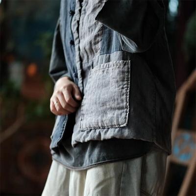 Chaleco de lino y algodón a rayas estilo bohemio