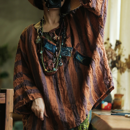 Camiseta de lino a rayas vintage