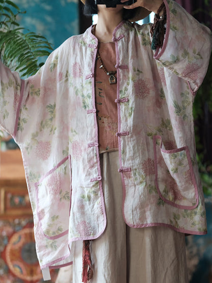 Chaqueta cortavientos vintage con estampado floral