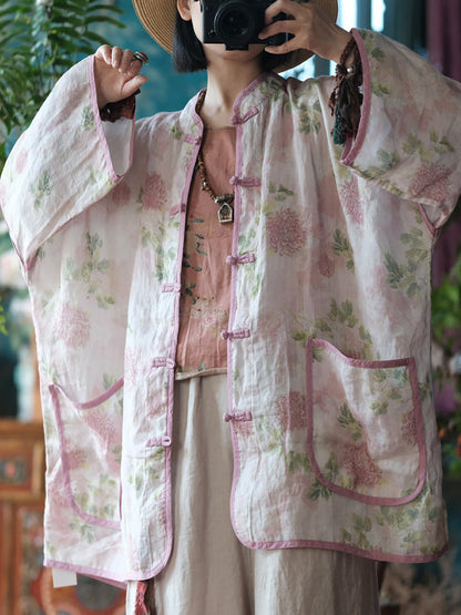 Chaqueta cortavientos vintage con estampado floral