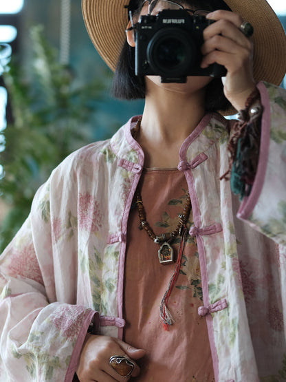 Chaqueta cortavientos vintage con estampado floral