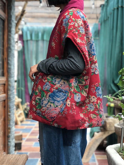 Chaleco de lino con patchwork étnico – Estilo bohemio vintage