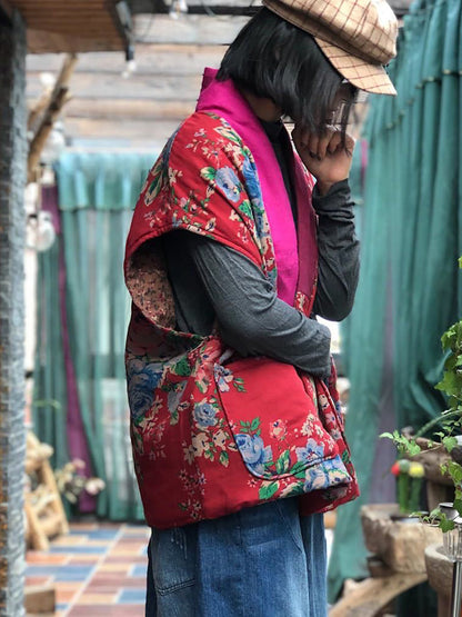 Chaleco de lino con patchwork étnico – Estilo bohemio vintage