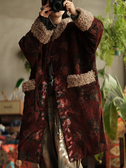 Abrigo polar floral - Abrigo de invierno estilo retro