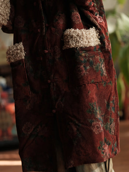 Abrigo polar floral - Abrigo de invierno estilo retro