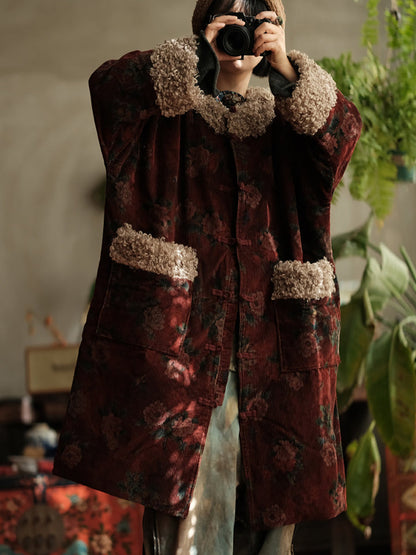 Abrigo polar floral - Abrigo de invierno estilo retro