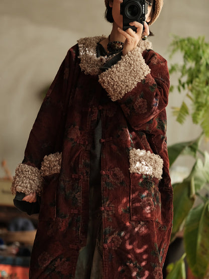 Abrigo polar floral - Abrigo de invierno estilo retro