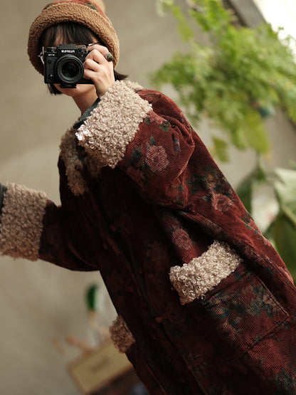 Abrigo polar floral - Abrigo de invierno estilo retro