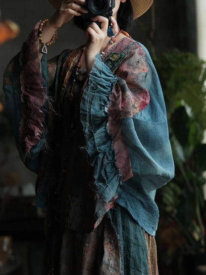 Blusa de ramio con retazos estilo bohemio