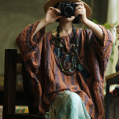 Camiseta de lino a rayas vintage