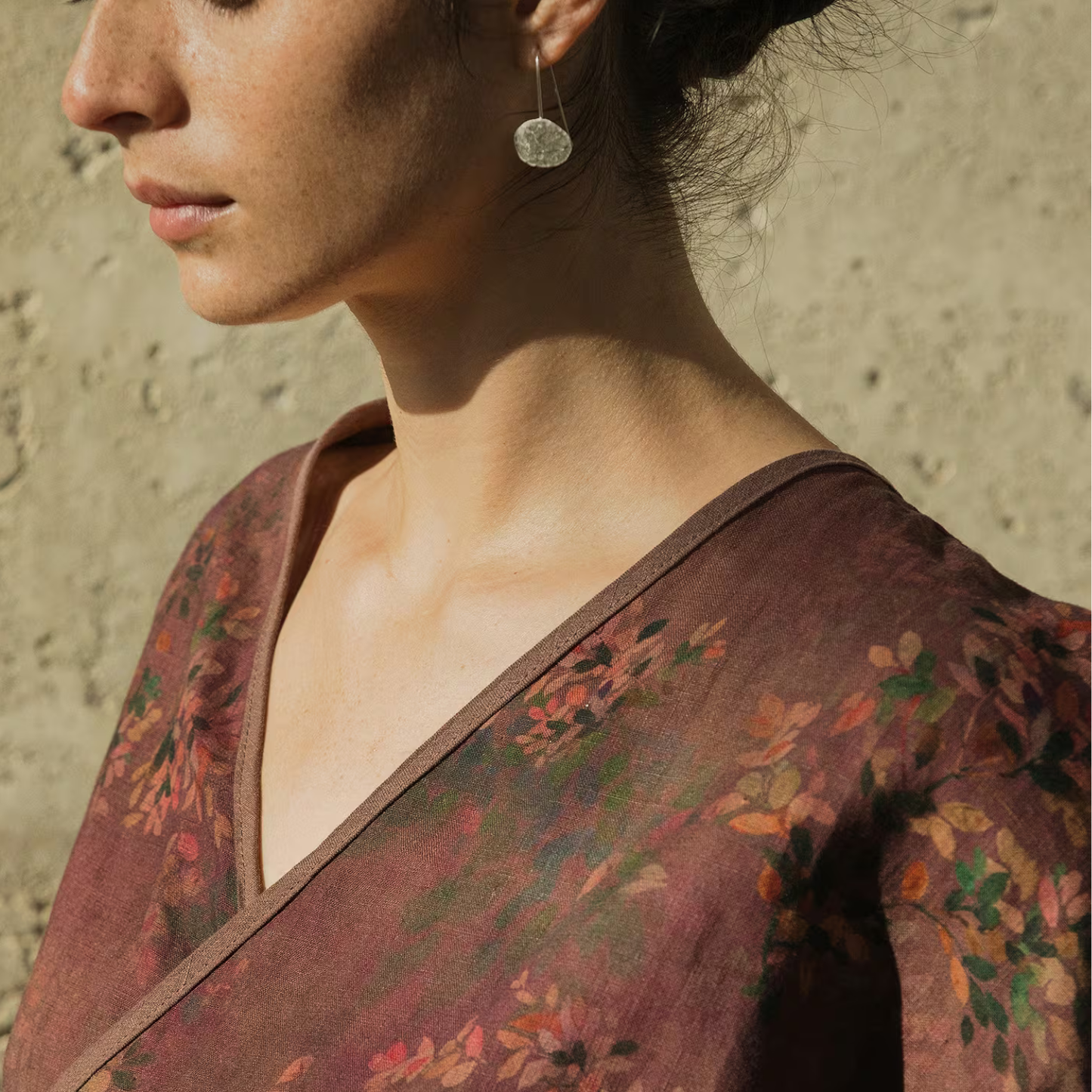 Linen Floral Kimono "Natural Art" - Wrap Fit