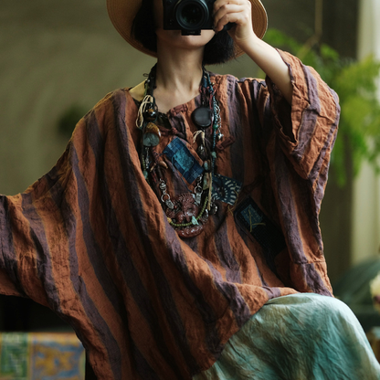Camiseta de lino a rayas vintage