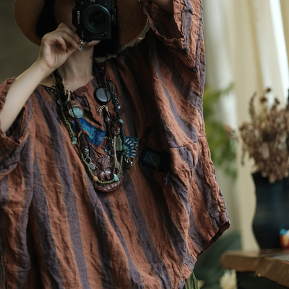 Camiseta de lino a rayas vintage