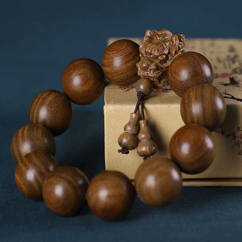 Red Wood Dragon Bracelet – Natural Protection Amulet