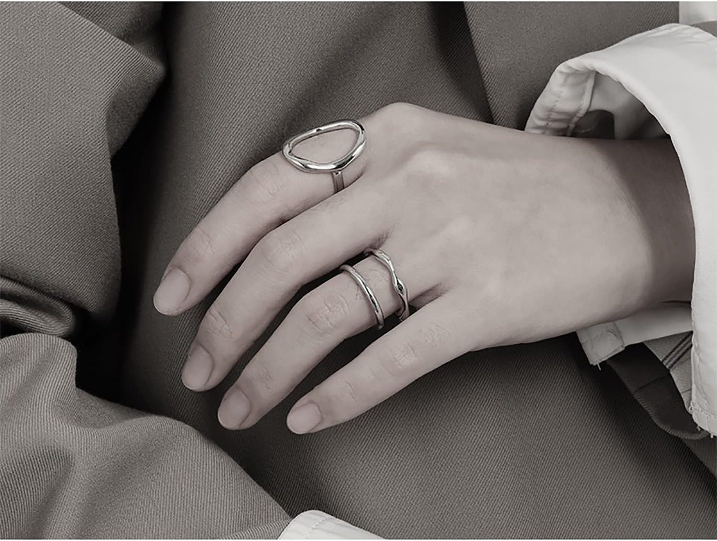 Anillo de acero ovalado eterno