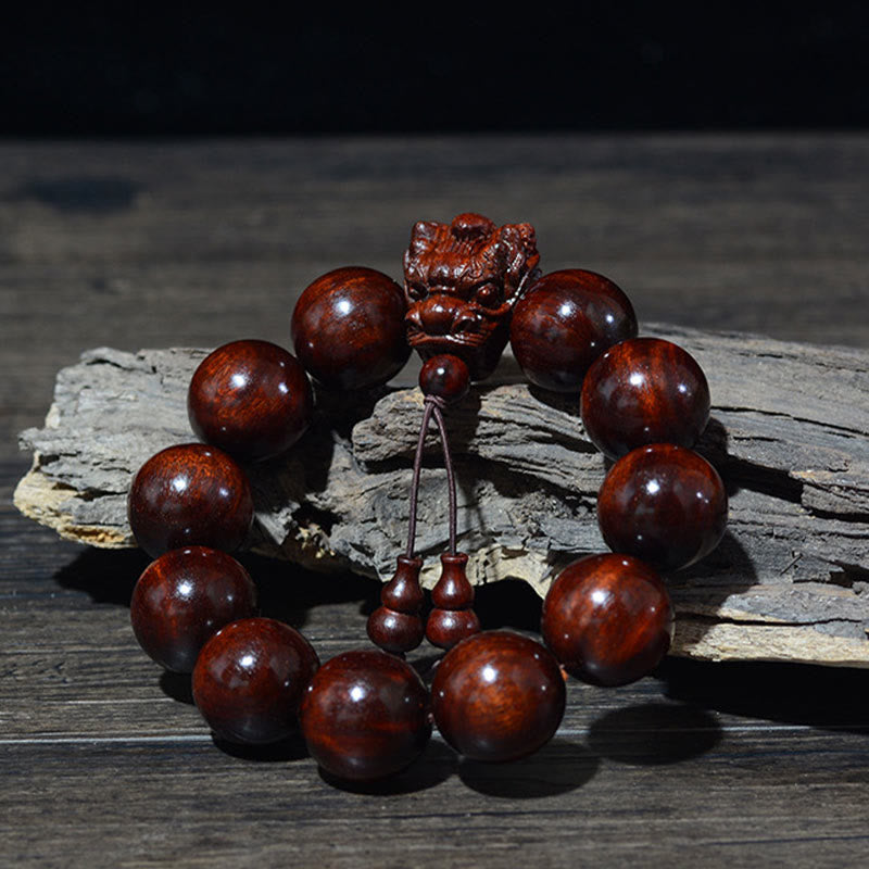 Red Wood Dragon Bracelet – Natural Protection Amulet
