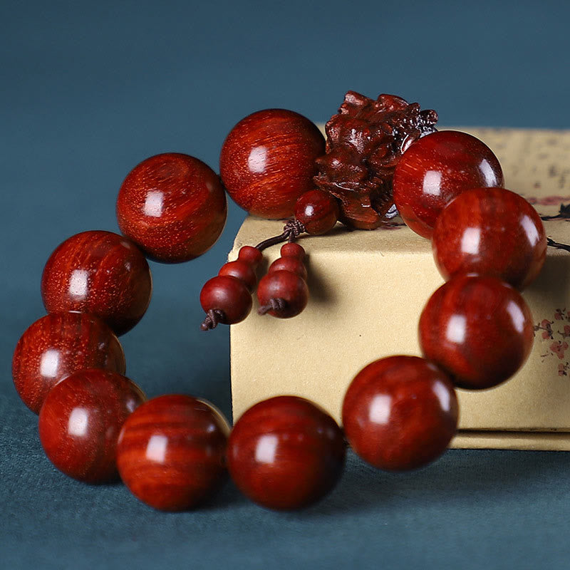 Red Wood Dragon Bracelet – Natural Protection Amulet