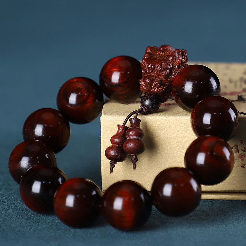 Red Wood Dragon Bracelet – Natural Protection Amulet
