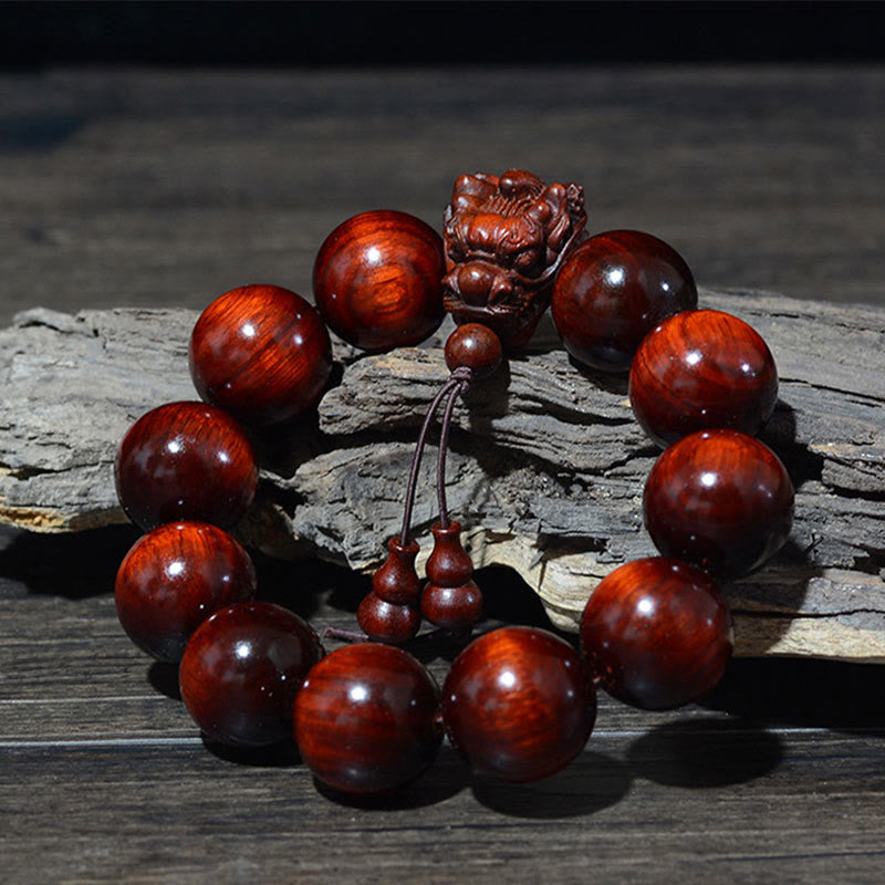 Red Wood Dragon Bracelet – Natural Protection Amulet