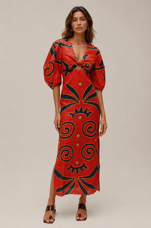 Summer Linen Tribal Dress