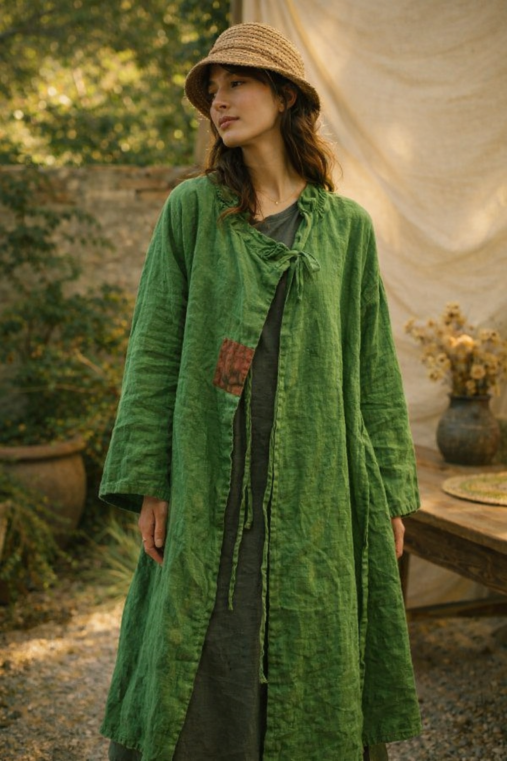 Kimono Largo 100% Lino Rustic Flow