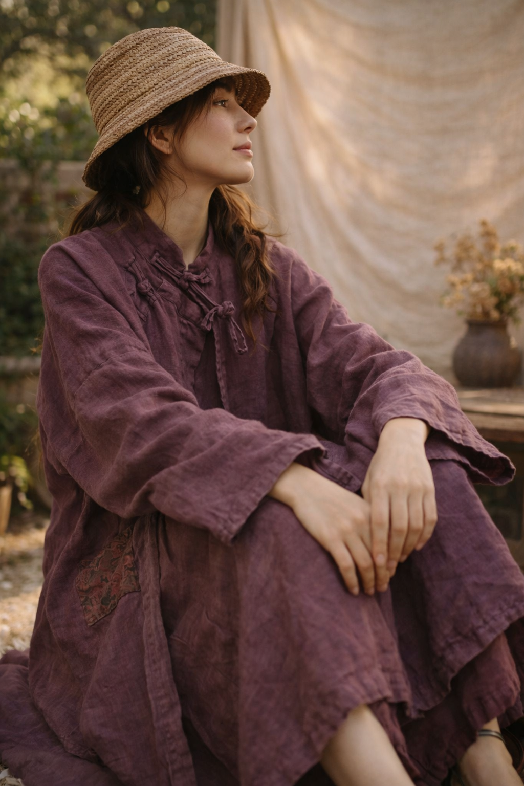 Kimono Largo 100% Lino Rustic Flow