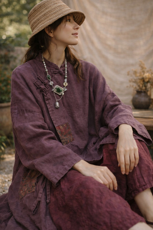 Kimono Largo 100% Lino Rustic Flow
