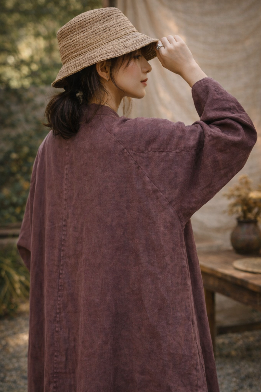 Kimono Largo 100% Lino Rustic Flow