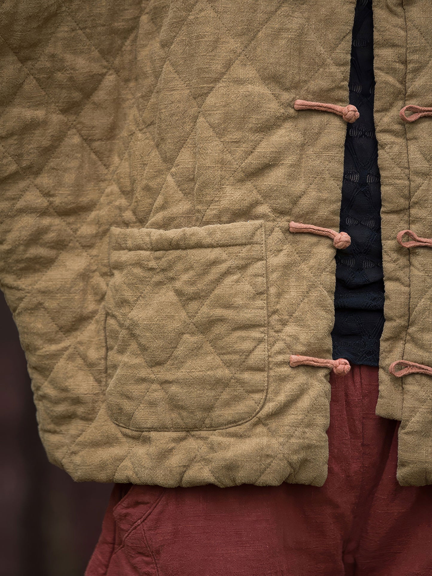 Ramie and Cotton Quilted Jacket with Traditional Buttons