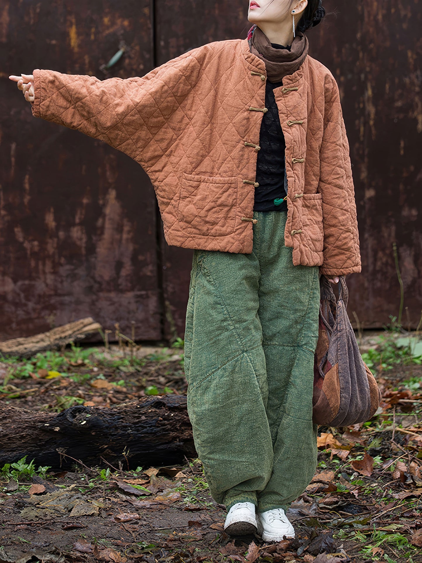 Ramie and Cotton Quilted Jacket with Traditional Buttons