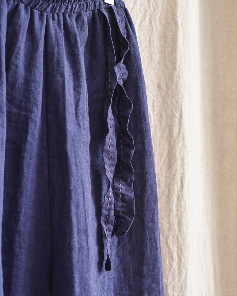Pantalones holgados de lino bohemio