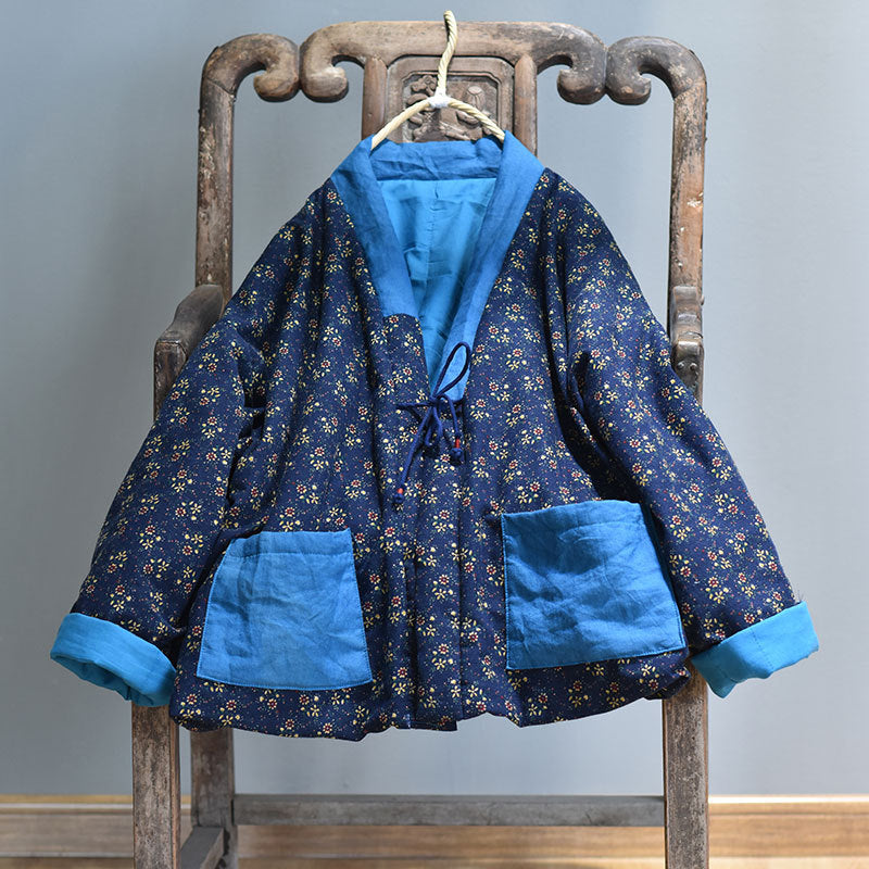 Chaqueta vintage acolchada con patchwork floral