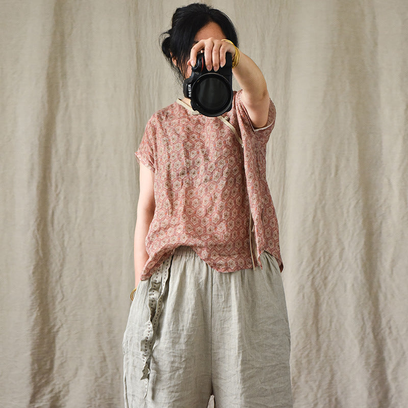 Pantalones holgados de lino bohemio