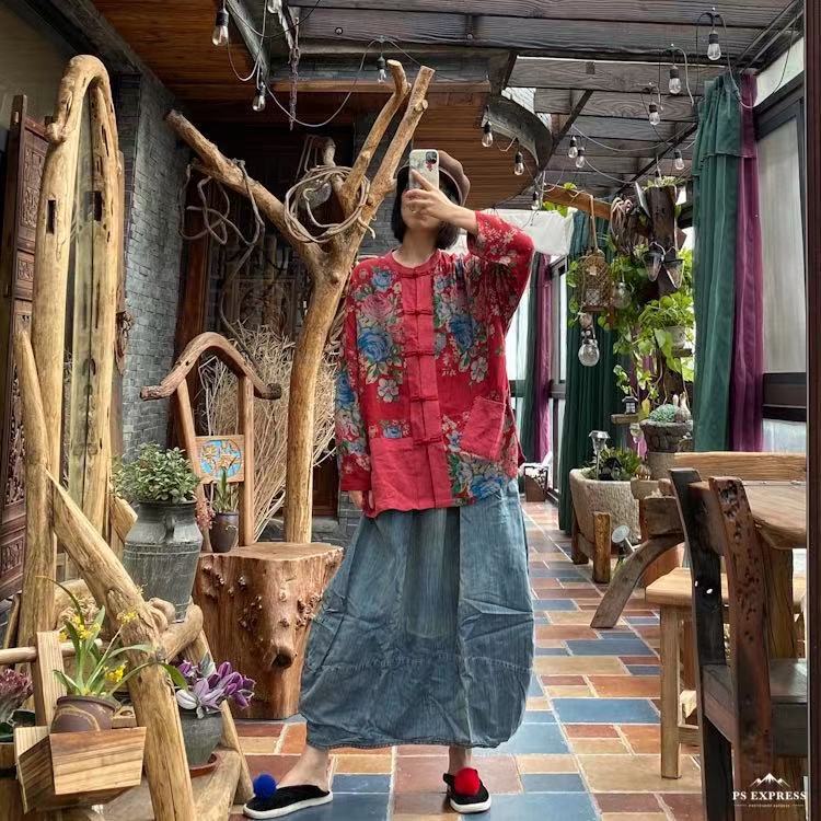 Chaqueta estilo camisa con estampado vintage Blossom