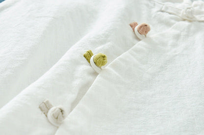 Blusa de lino con estampado de loto 