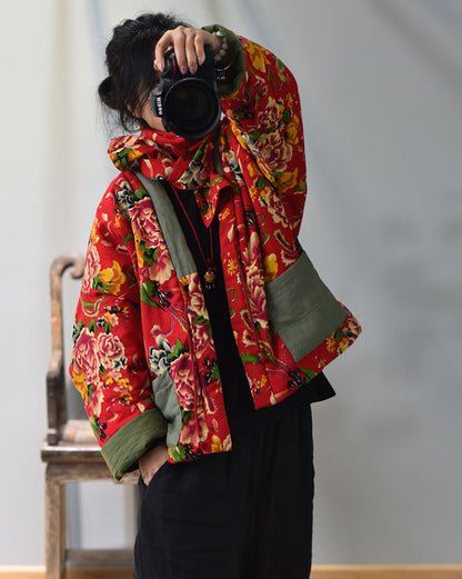 Chaqueta vintage acolchada con patchwork floral