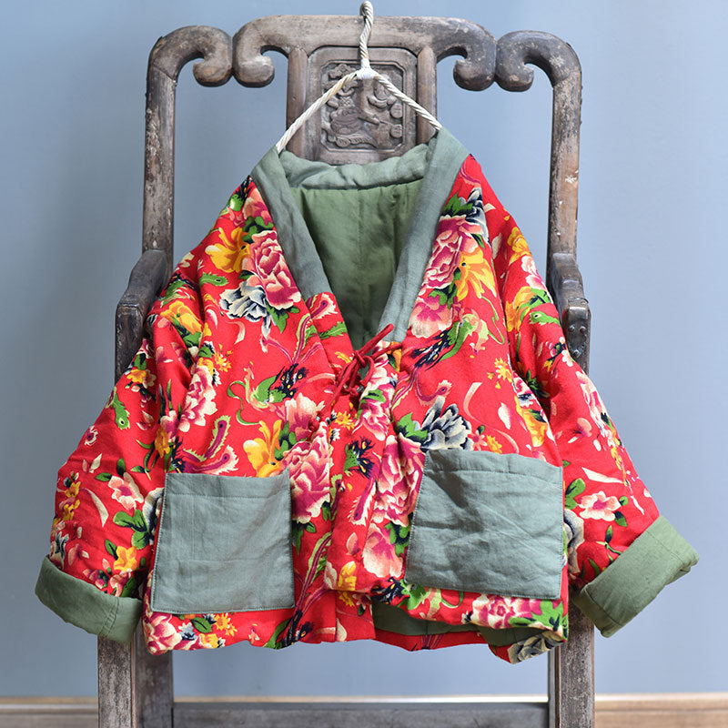 Chaqueta vintage acolchada con patchwork floral