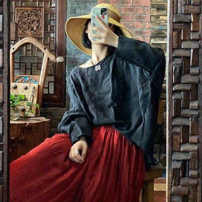 Blusa Retro de Lino y Algodón Dream